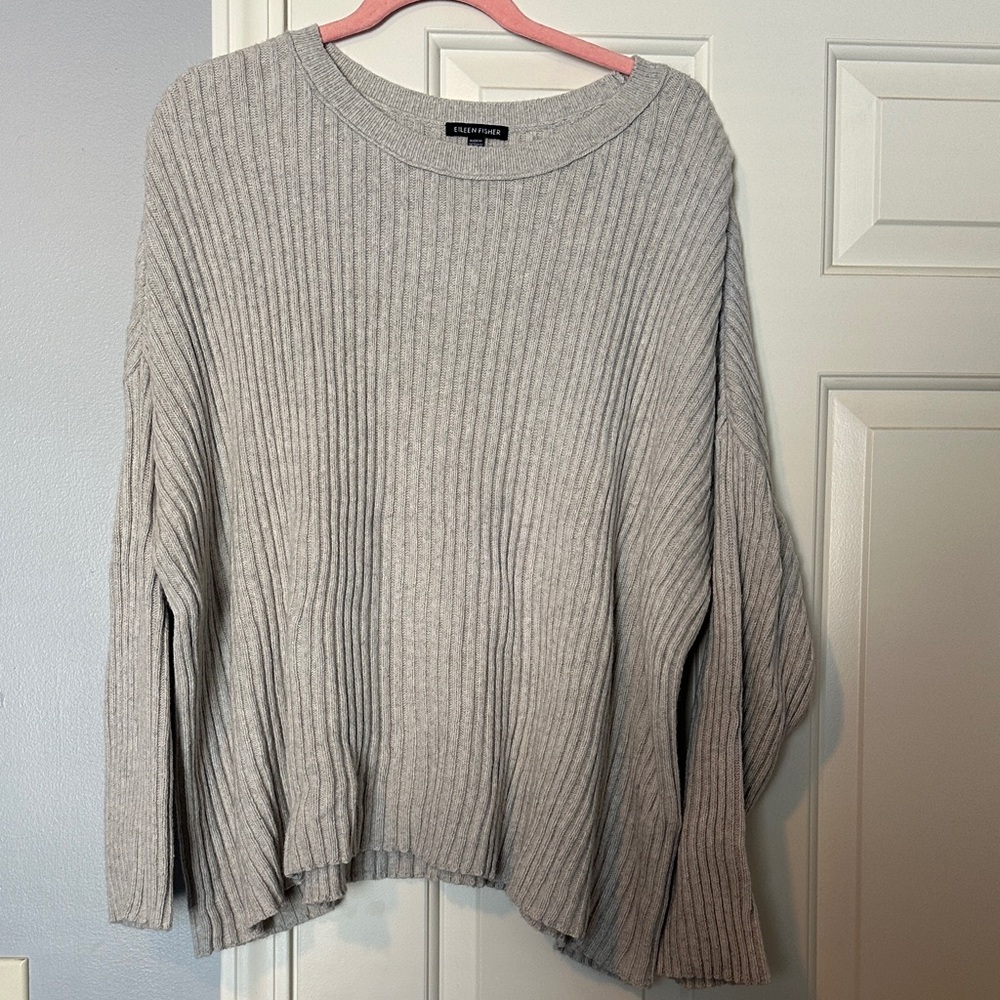 Gray Ribbed Eileen Fisher Sweater